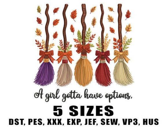 Cute Fall Witch Brooms Embroidery Design Review