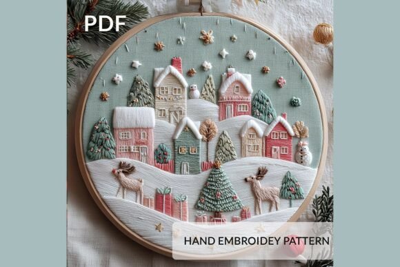 Review: Christmas Village Embroidery Pattern PDF