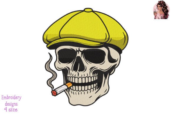 Review: Skull in Yellow Newsboy Cap Embroidery