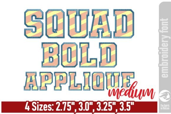 Reviewing Squad Bold Applique Embroidery Font - M